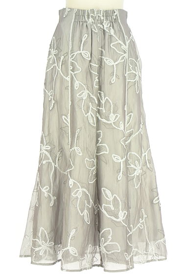 JUSGLITTY（ジャスグリッティー）の古着「花柄シアーロングフレアスカート（ロングスカート・マキシスカート）」大画像２へ