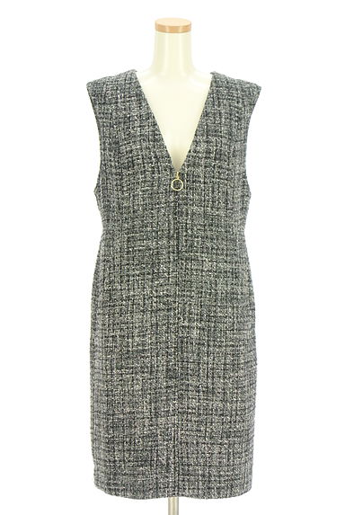 JUSGLITTY（ジャスグリッティー）の古着「膝丈ツイードジャンパースカート（キャミワンピース）」大画像１へ