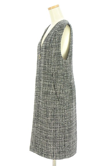 JUSGLITTY（ジャスグリッティー）の古着「膝丈ツイードジャンパースカート（キャミワンピース）」大画像３へ