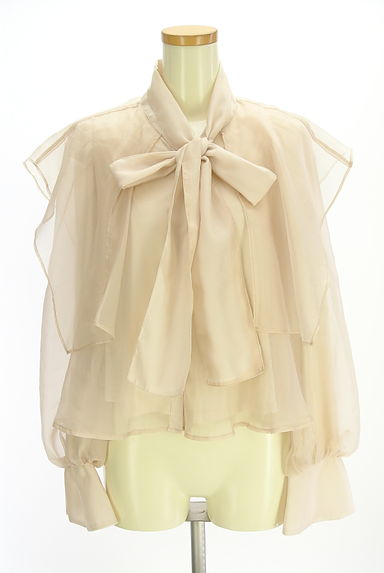 クリックで大画像表示 one after another NICE CLAUP(ワンアフターアナザーナイスクラップ)の古着「ビッグカラーボウタイ付きオーガンジ―ブラウス(ブラウス)」大画像1へ