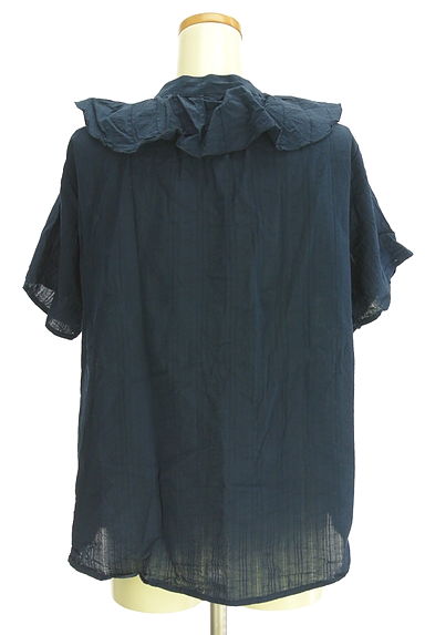 クリックで大画像表示 Samansa Mos2(サマンサモスモス)の古着「フリルカラーストライプコットンブラウス(ブラウス)」大画像2へ