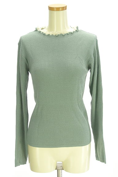 Samansa Mos2（サマンサモスモス）の古着「ehka sopo レース入りメロウフリル襟リブニットトップス（ニット）」大画像１へ