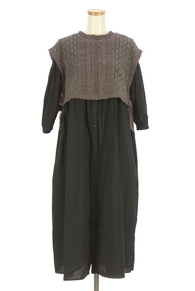 Samansa Mos2（サマンサモスモス）の古着「レースビスチェ付きノーカラーシャツワンピース（ワンピース・チュニック）」大画像１へ