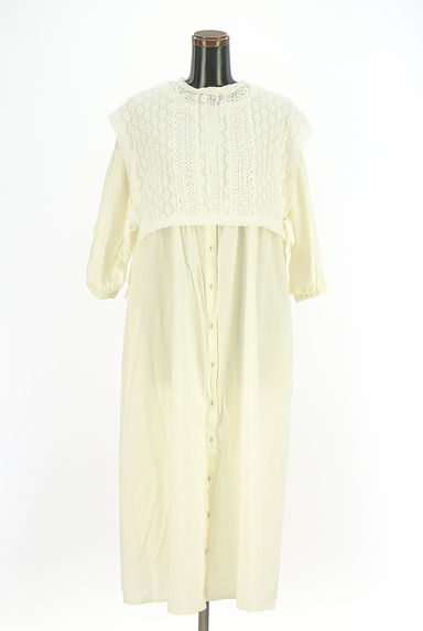 クリックで大画像表示 Samansa Mos2(サマンサモスモス)の古着「透かしニットベスト付きロングシャツワンピ(ワンピース・チュニック)」大画像1へ