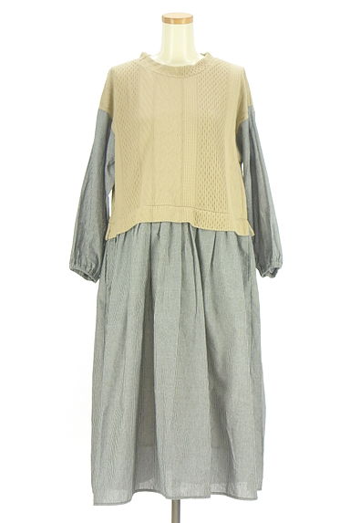 クリックで大画像表示 Samansa Mos2(サマンサモスモス)の古着「ベストレイヤード風ストライプ柄ワンピース(ワンピース・チュニック)」大画像1へ