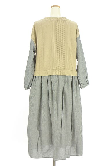 クリックで大画像表示 Samansa Mos2(サマンサモスモス)の古着「ベストレイヤード風ストライプ柄ワンピース(ワンピース・チュニック)」大画像2へ