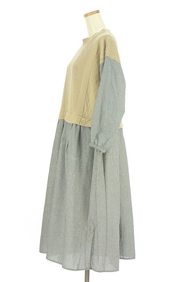 クリックで大画像表示 Samansa Mos2(サマンサモスモス)の古着「ベストレイヤード風ストライプ柄ワンピース(ワンピース・チュニック)」大画像3へ