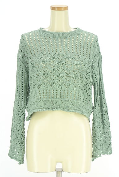 earth music&ecology（アースミュージック＆エコロジー）の古着「透かし編みショートニットトップス（ニット）」大画像１へ