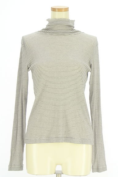 クリックで大画像表示 HUMAN WOMAN(ヒューマンウーマン)の古着「ボーダー柄ハイネックシアーカットソー(カットソー・プルオーバー)」大画像1へ