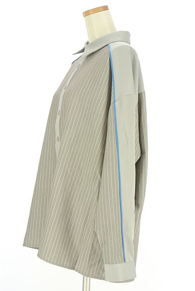 antiqua（アンティカ）の古着「tree cafe ピンストライプ柄シャツ（ブラウス）」大画像３へ