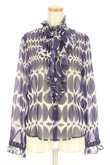 NARA CAMICIE（ナラカミーチェ）の古着「リボンタイ付き幾何学模様シフォンブラウス（ブラウス）」大画像１へ