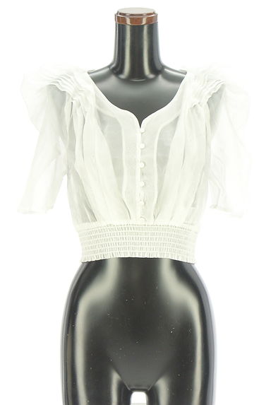 REDYAZEL（レディアゼル）の古着「パワーショルダーシアーブラウス（カットソー・プルオーバー）」大画像１へ