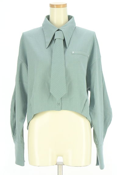 REDYAZEL（レディアゼル）の古着「ネクタイ付きラメストライプ柄シャツ（ブラウス）」大画像１へ