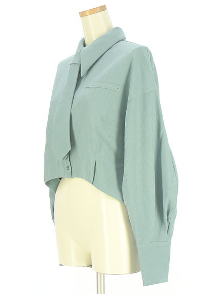 REDYAZEL（レディアゼル）の古着「ネクタイ付きラメストライプ柄シャツ（ブラウス）」大画像３へ