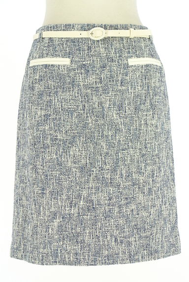 INDIVI（インディヴィ）の古着「ベルト付きサマーツイード膝丈スカート（スカート）」大画像１へ