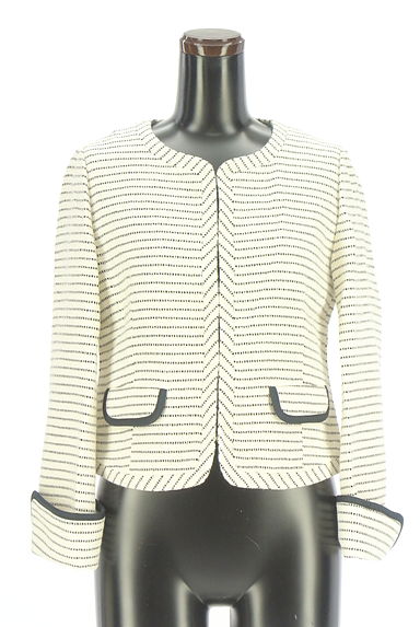 UNTITLED（アンタイトル）の古着「ボーダーツイード織ノーカラージャケット（ジャケット）」大画像１へ