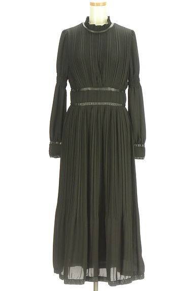 rienda（リエンダ）の古着「エコレザー切替プリーツシフォンワンピース（ワンピース・チュニック）」大画像１へ