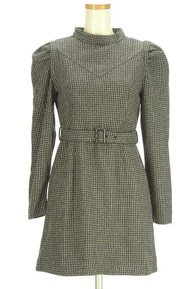 FREE'S MART（フリーズマート）の古着「ベルト付きパワーショルダーミニワンピ（ワンピース・チュニック）」大画像１へ