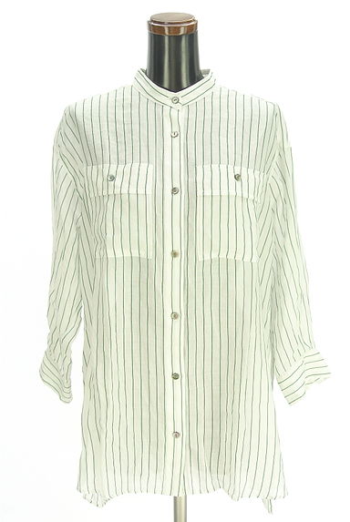 la.f...（ラエフ）の古着「ストライプ柄バンドカラーシャツ（ブラウス）」大画像１へ