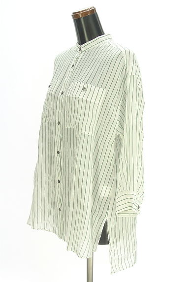 la.f...（ラエフ）の古着「ストライプ柄バンドカラーシャツ（ブラウス）」大画像３へ