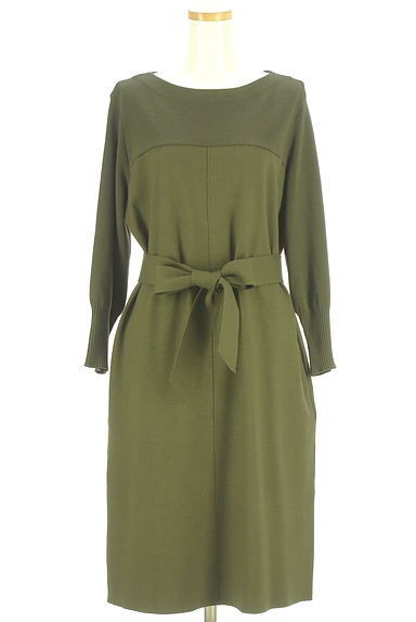 23区（ニジュウサンク）の古着「リボンベルト付き膝丈ウールワンピース（ワンピース・チュニック）」大画像１へ