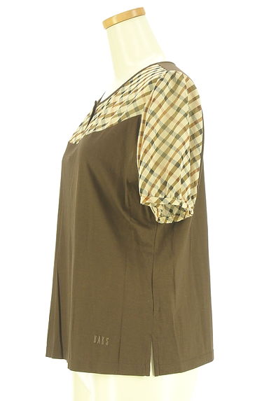 DAKS（ダックス）の古着「チェック切替ヘンリーネックカットソー（カットソー・プルオーバー）」大画像３へ