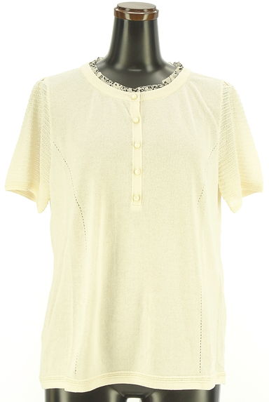 DAKS（ダックス）の古着「花柄シフォン襟半袖ニットトップス（ニット）」大画像１へ