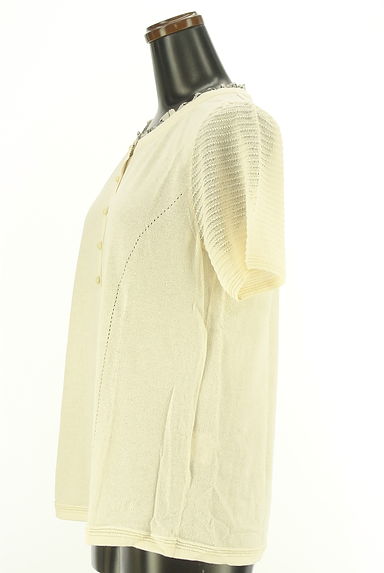 DAKS（ダックス）の古着「花柄シフォン襟半袖ニットトップス（ニット）」大画像３へ