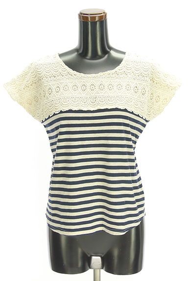 KATHARINE ROSS（キャサリンロス）の古着「レース×ボーダーカットソー（カットソー・プルオーバー）」大画像１へ