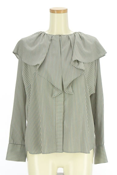 ROSSO（ロッソ）の古着「フリル襟ストライプブラウス（ブラウス）」大画像１へ