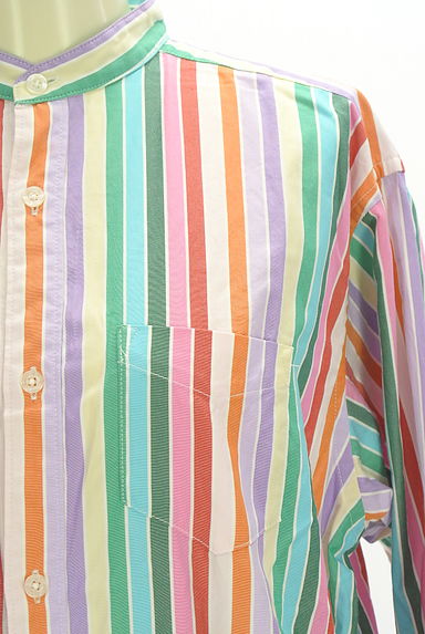 BEAMS Women's（ビームス　ウーマン）の古着「BEAMS BOY マルチストライプシャツワンピ（ワンピース・チュニック）」大画像４へ