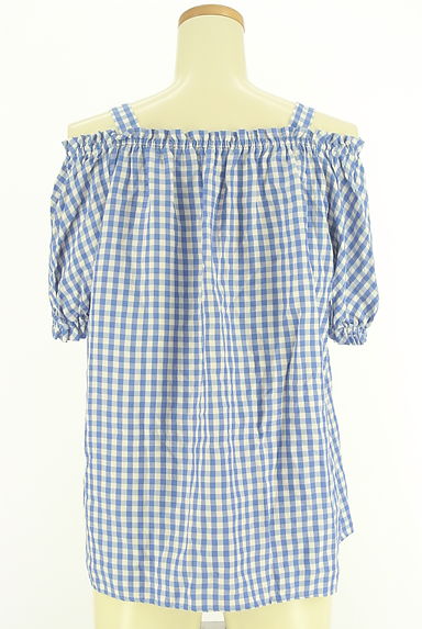 STRAWBERRY-FIELDS（ストロベリーフィールズ）の古着「オープンショルダーチェックブラウス（カットソー・プルオーバー）」大画像２へ