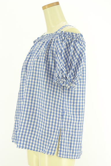 STRAWBERRY-FIELDS（ストロベリーフィールズ）の古着「オープンショルダーチェックブラウス（カットソー・プルオーバー）」大画像３へ