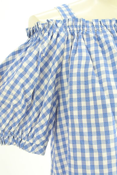 STRAWBERRY-FIELDS（ストロベリーフィールズ）の古着「オープンショルダーチェックブラウス（カットソー・プルオーバー）」大画像４へ