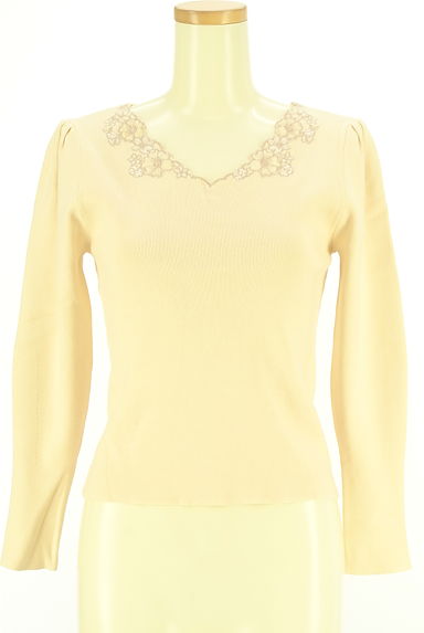LAISSE PASSE（レッセパッセ）の古着「花刺しゅう入りパフスリリブニットトップス（ニット）」大画像１へ