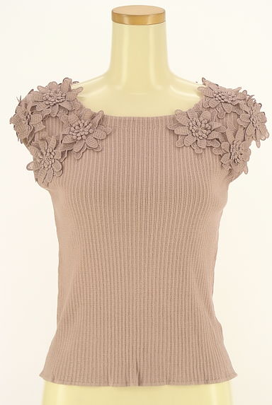 WILLSELECTION（ウィルセレクション）の古着「花モチーフ刺繍入りノースリリブニットトップス（ニット）」大画像１へ