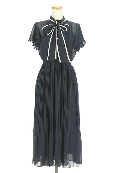 WILLSELECTION（ウィルセレクション）の古着「ボウタイプリーツロングシフォンワンピース（ワンピース・チュニック）」大画像１へ