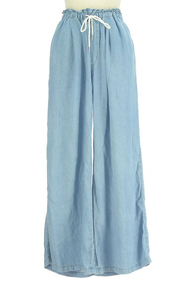 BARNYARDSTORM（バンヤードストーム）の古着「ウエストドロストシャンブレーデニムワイドパンツ（デニムパンツ）」大画像１へ