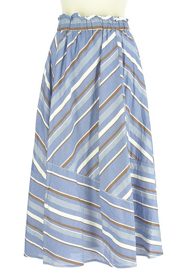 STRAWBERRY-FIELDS（ストロベリーフィールズ）の古着「斜め切替ボーダー柄ロングスカート（ロングスカート・マキシスカート）」大画像１へ