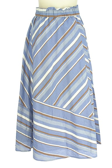 STRAWBERRY-FIELDS（ストロベリーフィールズ）の古着「斜め切替ボーダー柄ロングスカート（ロングスカート・マキシスカート）」大画像２へ