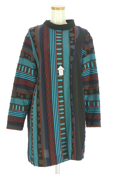 KEIKO KISHI（ケイコキシ）の古着「柄ミックスモックネックワンピース（ワンピース・チュニック）」大画像４へ