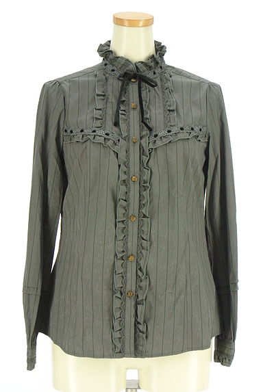 axes femme（アクシーズファム）の古着「ストライプ×花柄フリルブラウス（ブラウス）」大画像１へ