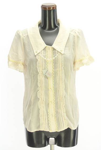 axes femme（アクシーズファム）の古着「パール飾り付きシアーフリルブラウス（ブラウス）」大画像４へ