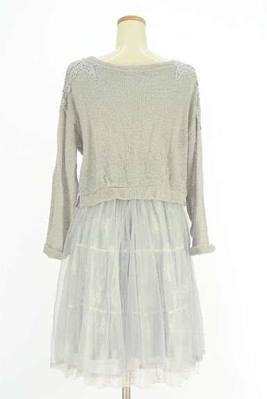 axes femme（アクシーズファム）の古着「ニット×チュールレース 切替ワンピース（ワンピース・チュニック）」大画像２へ