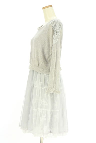 axes femme（アクシーズファム）の古着「ニット×チュールレース 切替ワンピース（ワンピース・チュニック）」大画像３へ