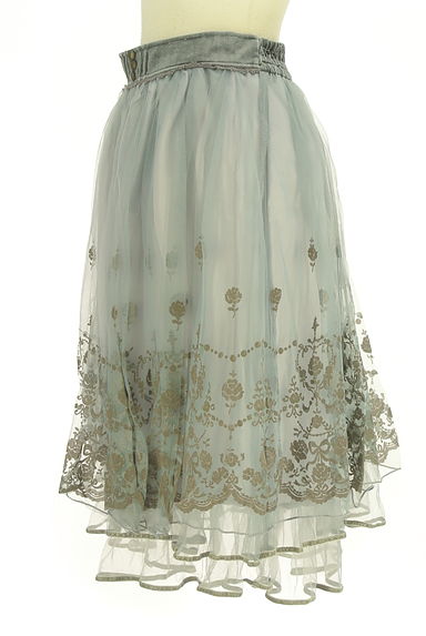 axes femme（アクシーズファム）の古着「フロッキー花柄チュール膝下スカート（スカート）」大画像３へ