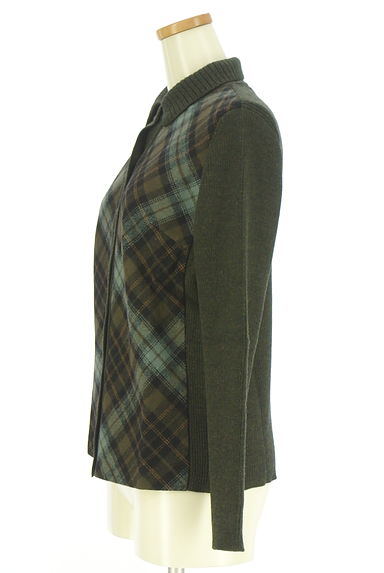 DAKS（ダックス）の古着「チェック柄ウール切替襟付きニットカーディガン（カーディガン・ボレロ）」大画像３へ