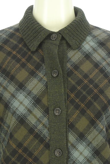 DAKS（ダックス）の古着「チェック柄ウール切替襟付きニットカーディガン（カーディガン・ボレロ）」大画像４へ