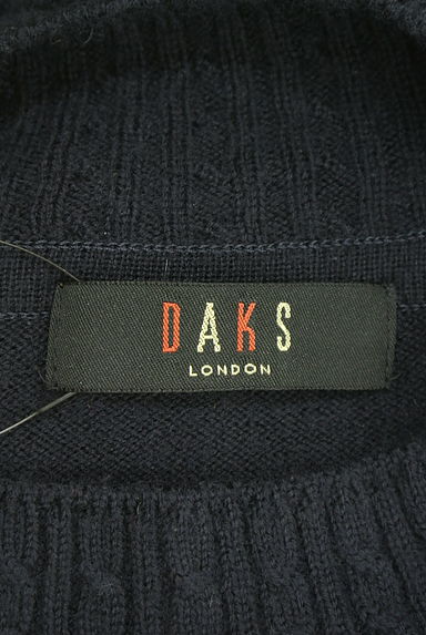 DAKS（ダックス）の古着「チェックライン入りモックネックケーブル編みニットトップス（ニット）」大画像６へ