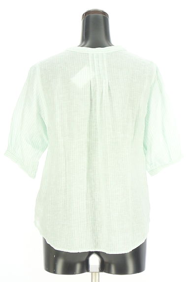 INDIVI（インディヴィ）の古着「半そでストライプ柄リネンシャツ（ブラウス）」大画像２へ